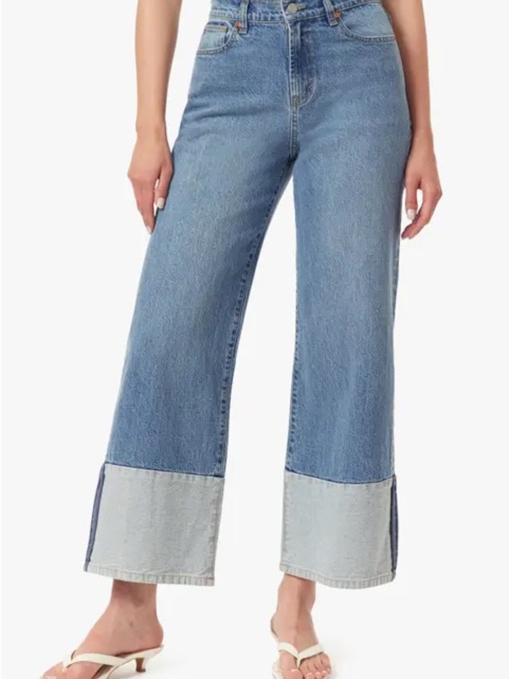 Habitual Two-Tone Wide Leg Blue Jeans